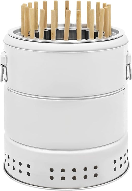 Barbecue Portable Vertical Charcoal Smoker Grill Barrel Grill with 22 Skewers, Smokeless BBQ Charcoal Grill for Travel Camping Picnic Patio Backyard