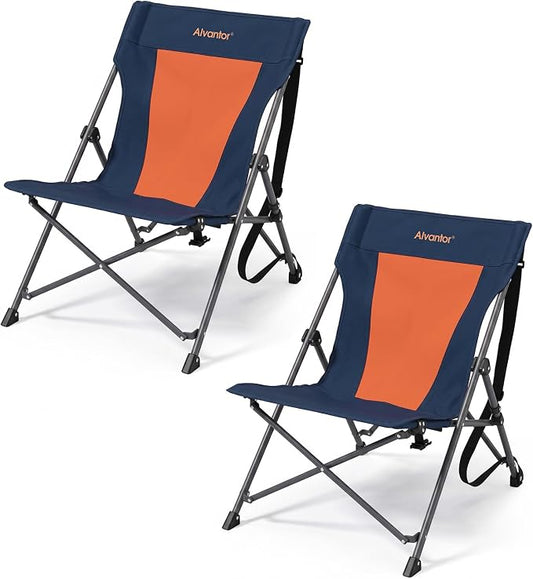 Alvantor® Camping Chair 2 Pack, High Back Folding Beach Chair Breathable for Outdoor, Ergonomic Backrest, Easy Use Portable Lawn Chair Seat for Travel, Pinic, Sports Events, 20"x28"x28"