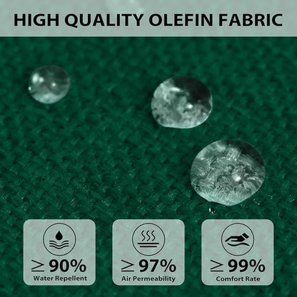 Sundale Outdoor Olefin Quilted Lounge Cushion Set of 2, Patio Foldable Chaise Lounger Cushion, Water-Resistant Lounge Chair Pad with Straps Dark Green, 80 x 26 inches