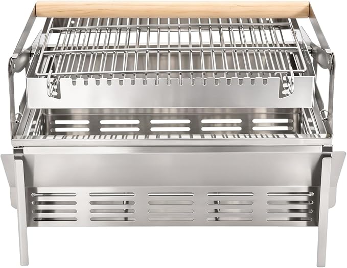 Portable Charcoal Grill Family Rotisserie Kit For Camping Yard 360°Rotating | Portable Stainless Steel Charcoal Grill Wind-Up Spit Rotisserie Kit For Camping Tailgate Backyard Picnic Barbecue Cookouts