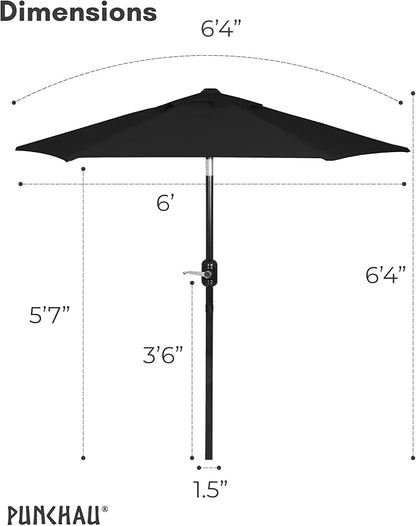6 Ft Outdoor Patio Umbrella, Easy Open/Close Crank and Push Button Tilt Adjustment - Black Market Umbrellas