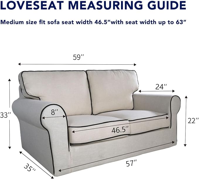 PureFit Stretch Loveseat Covers Fleece Couch Covers for Sofa White | 1-Piece Sofa Slipcover Soft Couch Protector, Sofa Cover Washable with Non Skid Foam and Elastic Bottom for Kids, Dogs