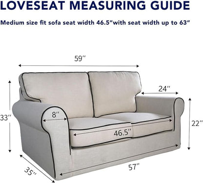 PureFit Stretch Loveseat Covers Fleece Couch Covers for Sofa White | 1-Piece Sofa Slipcover Soft Couch Protector, Sofa Cover Washable with Non Skid Foam and Elastic Bottom for Kids, Dogs