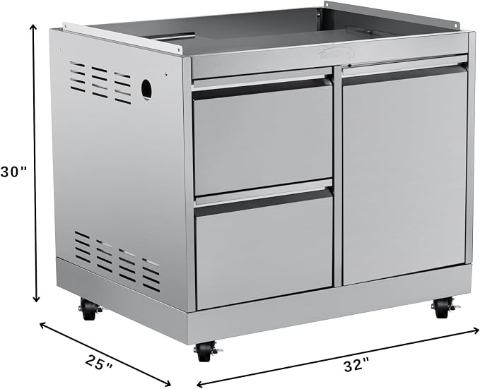 KoolMore 32 in. Heavy-Duty Outdoor Stainless-Steel Cabinet for Built-in BBQ Grill with 2 Drawers and Propane Tank Storage (KM-OKS-BQ30CAB)