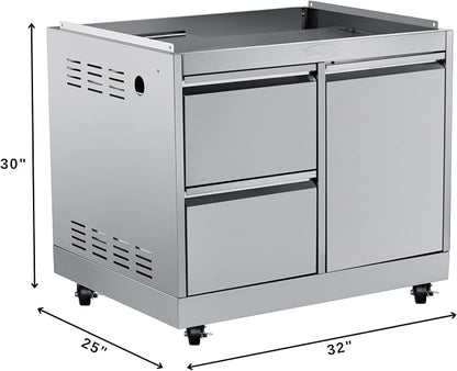 KoolMore 32 in. Heavy-Duty Outdoor Stainless-Steel Cabinet for Built-in BBQ Grill with 2 Drawers and Propane Tank Storage (KM-OKS-BQ30CAB)