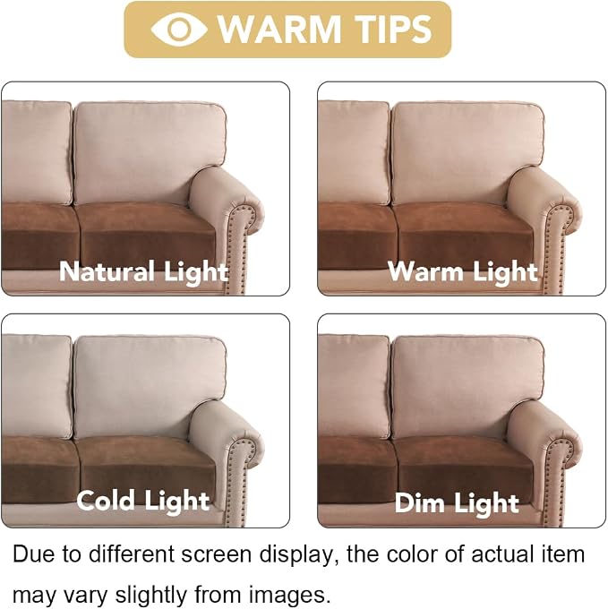H.VERSAILTEX Velvet Stretch Couch Cushion Cover Plush Cushion Slipcover for Chair Loveseat Sofa Cushion Furniture Protector Seat Cushion Sofa Cover (2 Piece Large Sofa Cushion Covers, Caramel Cafe)