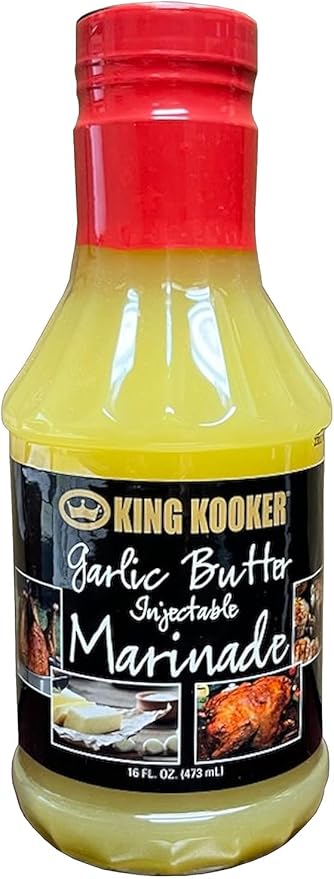 King Kooker Deep Fried Turkey Seasoning Pack - King Kooker Garlic Butter with Herbs Injectable Marinade-16 oz., Cajun Seasoning- 7 oz., 1 oz. Marinade Injector