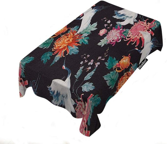 Moslion Japanese Cranes Tablecloth Rectangle Tablecloth for Kitchen 60x84 Inch