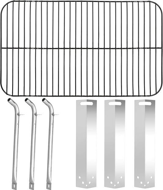 Criditpid Grill Replacement Parts for Expert Grill XG10-101-002-02 3 Burner Gas Grill, Stainless Steel Heat Platess, Burner Tubes & Cooking Grid Grate for Walmart Expert Grill 3 Burner Grill.
