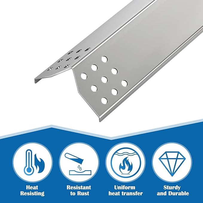 SafBbcue 16" Grill Heat Plate Shield, Burner Cover Replacement for Jenn-Air 720-0709, 720-0336B, Kitchen Aid 720-0745B, Nexgrill 720-0709, Spire 6 Burner 740-0781P, Stainless Flame Tamer 6-Pack