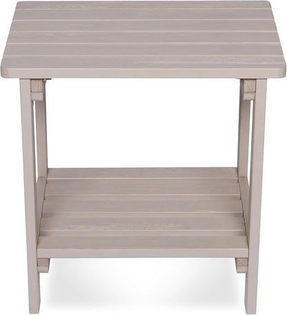 Shine Company Providence Rectangular Solid Wood Side Table, Outdoor Adirondack Patio Table, Graystone