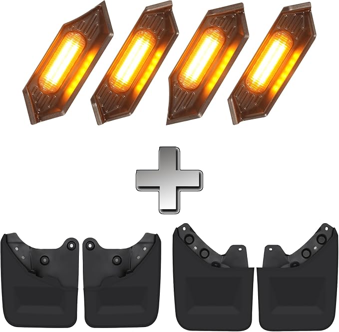 Amber Grille Lights + No-Drill Mud Flaps Combo for Toyota Tacoma 2024-2025 TRD Off-Road