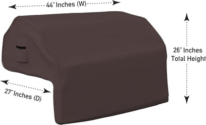 Covers & All Built-in Grill Cover for Outdoor Grill – Heavy Duty 18 oz Waterproof Built-in BBQ Grill Cover, PVC-Coated Polyester with Elastic Hem for Snug Fit (44 x 27 x 26 inches, Coffee)