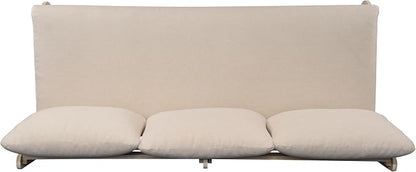 Merax Outdoor Acacia Wood Sofa with All-Weather Cushions, Patio Low 3-Seater Lounge Sofa for Porch, Lawn, Backyard, Balcony, Antique Gray White +Off White