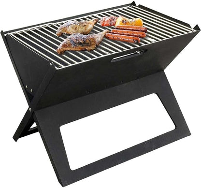 Folding Grill Portable Picnic BBQ with Chrome Plated Cooking Grid Black X-Type Folding Charcoal BBQ Grill for Home Outdoor Patio Balcony Grilling
