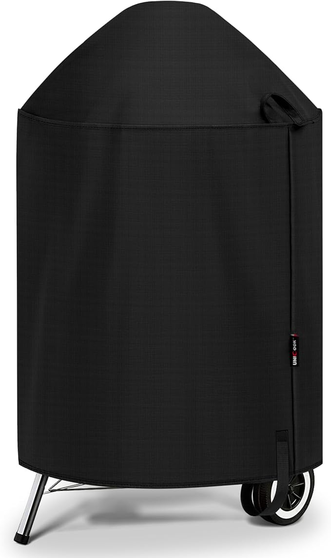 Unicook Round Kettle Grill Cover Compatible with Weber 22 Inch Charcoal Grill, Waterproof Vinyl Exterior with Polyester Lining, Outdoor Charocoal BBQ Smoker Cover, Compared to Weber 7176