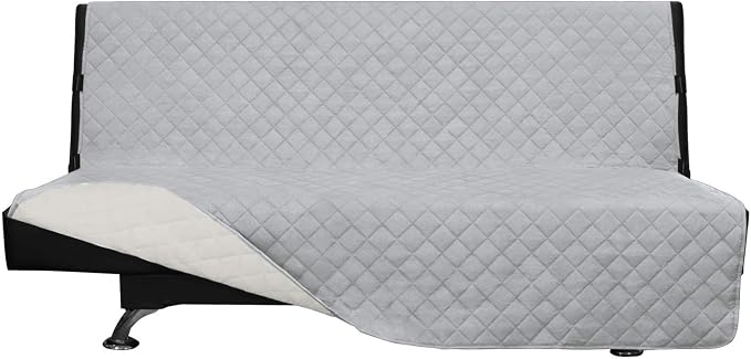 Easy-Going Reversible Couch Cover, Large Futon Sofa, Light Gray/Ivory | Machine Washable Slipcover For Dogs, Water Resistant Furniture Mat For Living Room, Non-Slip Sofa Cover, Pet Friendly