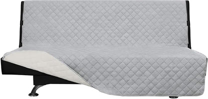 Easy-Going Reversible Couch Cover, Large Futon Sofa, Light Gray/Ivory | Machine Washable Slipcover For Dogs, Water Resistant Furniture Mat For Living Room, Non-Slip Sofa Cover, Pet Friendly