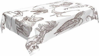 TKS MITLAN Dinosaur Tablecloth Decor Sketch Bones Fossils Mammoth Stegosaurus Trilobite Ancient Animal Table Cloth Dining Room Kitchen Table Cover 60" X 84" Oblong/Rectangle