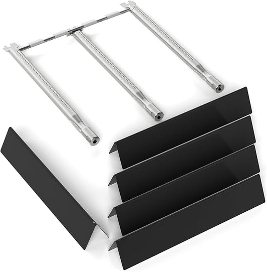 Grill Replacement Parts Compatible with Weber Spirit 300 Series (2013–2017 Front Control), Also Fits Spirit II 300 GS4, Porcelain Flavorizer Bars #7636 & Burner Tubes #68950
