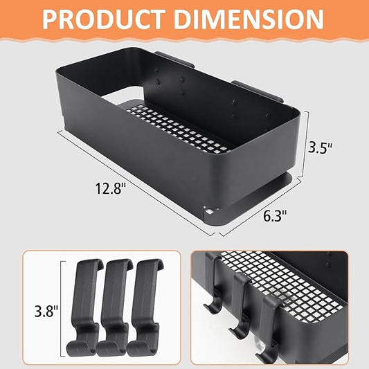 P.A.L. Pop-and-Lock Accessory for Traeger Timberline, Timberline XL, Storage Bin and 3 Pcs Hooks for Traeger Grills Ironwood 885 650, Pro Series 34, Pro Series 22, Pro D2 575, Pro 780, Fits Pit Boss, for Z-grills