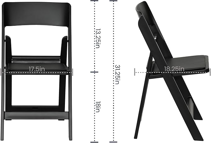 Flash Furniture Hercules Tucker Commercial Black Resin Folding Chair - Lightweight, Vinyl Padded Removable Seat, Indoor Outdoor Use, Event & Wedding Ready