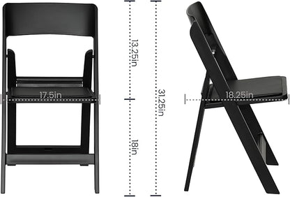 Flash Furniture Hercules Tucker Commercial Black Resin Folding Chair - Lightweight, Vinyl Padded Removable Seat, Indoor Outdoor Use, Event & Wedding Ready, Set of 4