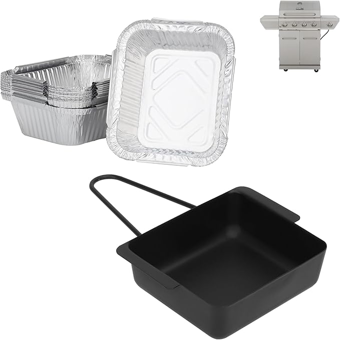 Grill Drip Pan for Nexgrill 720-0830H 720-0925P 720-0830D 720-08882A 720-0896 720-0888S Replacement Parts, Grill Drip Tray for Cuisinart CGG-7400 CGG-8500 Grease Catcher & 15pack Aluminum Foil Liner