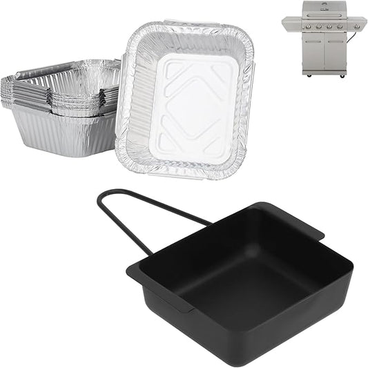 Grill Drip Pan for Nexgrill 720-0830H 720-0925P 720-0830D 720-08882A 720-0896 720-0888S Replacement Parts, Grill Drip Tray for Cuisinart CGG-7400 CGG-8500 Grease Catcher & 15pack Aluminum Foil Liner