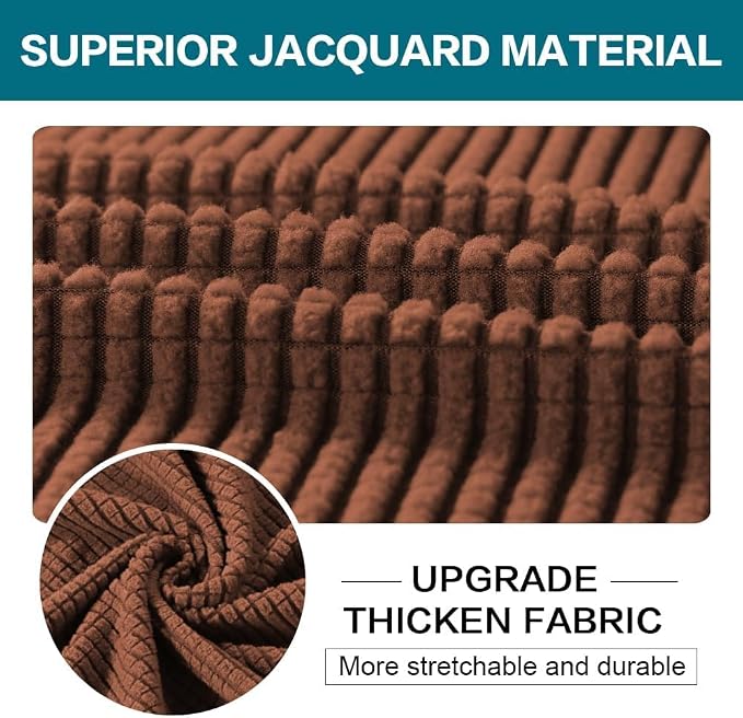 Turquoize 4 Piece Sofa Covers for 3 Cushion Couch Sofa Slipcover Soft Couch Cover for Dogs Washable Furniture Cover with 3 Individual Large Cushion Covers Feature Fabric (Large Sofa, Caramel)