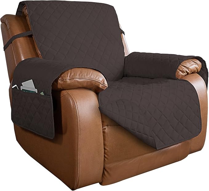 PureFit Reversible Recliner Chair Covers Couch Covers for Dogs, 28 in | Chocolate/Chocolate, Water Resistant Couch Protector, Washable Pet Couch Cover with Non Slip and Elastic Straps For Kids