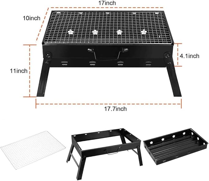 Portable Barbecue Charcoal Grill Stainless Steel Small Mini BBQ Tool Kits for Outdoor Cooking Camping