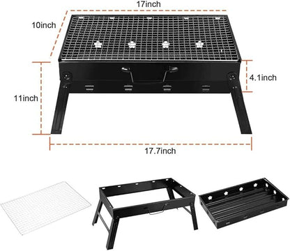 Portable Barbecue Charcoal Grill Stainless Steel Small Mini BBQ Tool Kits for Outdoor Cooking Camping