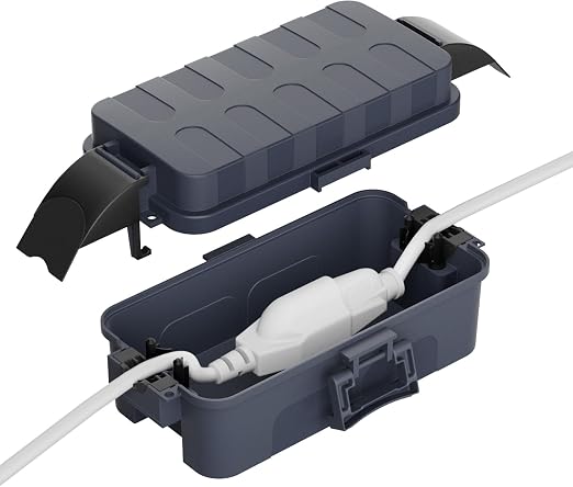 Flemoon IP55 Small Outdoor Electrical Box Waterproof, for Power Strip | Inner 5.9 x 3.2 x 1.8inch, Extension Cord Cover with Detachable Awning Covers for Plug, Outlet, Holiday Lights, Gray