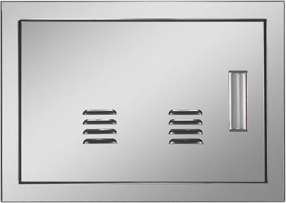 Outdoor Kitchen Door 20" W x 14" H Stainless Steel BBQ Single Access Door Flush Mount Vertical Wall Doors with Handle and Vents Suitable for Grilling Station Outside Cabinet Outdoor Kitchen