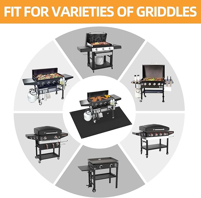 TOHONFOO 90 x 48 in Under Grill Mat Compatible with Blackstone 28in & 36in Griddle - Fireproof BBQ Mats for Grilling to Protect the Deck, Patio, Pavers - Griddle Mat Compatible with Blackstone