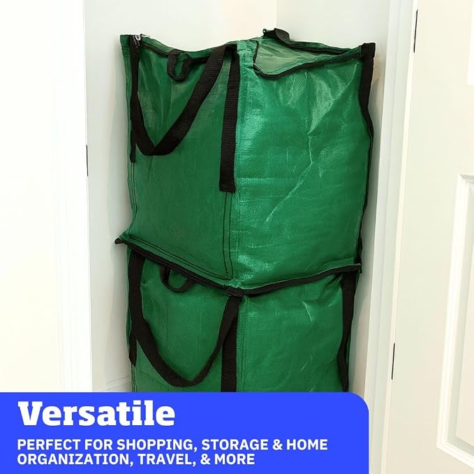 DURASACK 22-Gallon Zipper Top Heavy Duty Storage Tote Bags, Single, Green | Rugged Woven Polypropylene Moving Bag, Reusable Self-Standing Design, Holds up to 500 Pounds