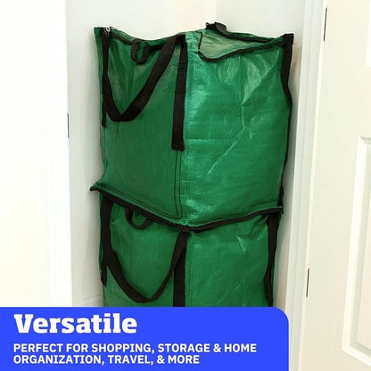 DURASACK 22-Gallon Zipper Top Heavy Duty Storage Tote Bags, Single, Green | Rugged Woven Polypropylene Moving Bag, Reusable Self-Standing Design, Holds up to 500 Pounds