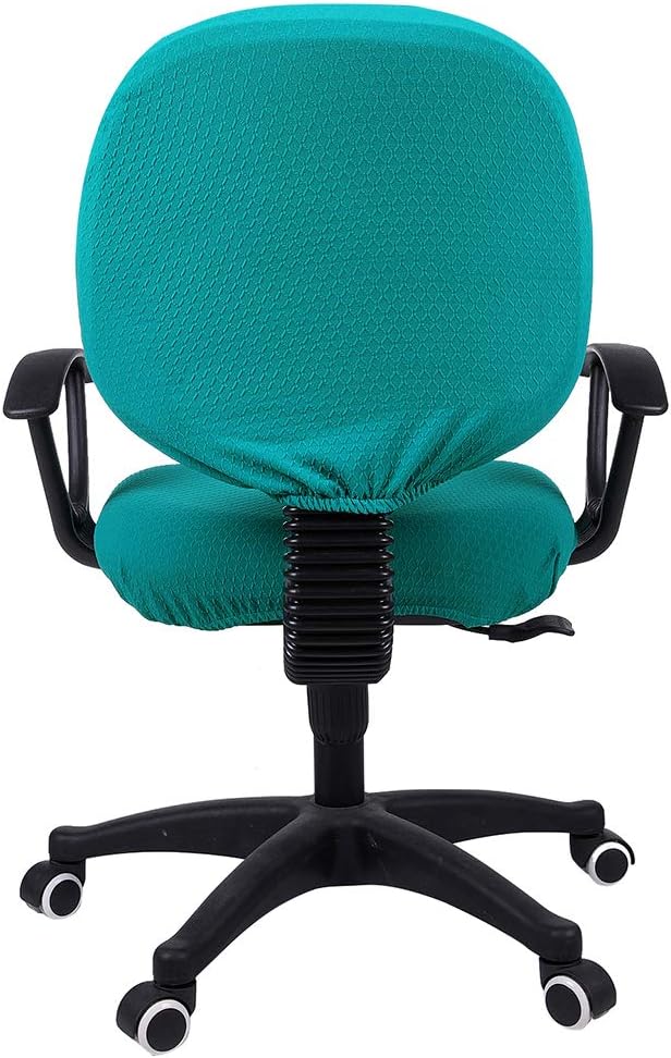 Smiry Office Computer Chair Covers for Desk Rotating Chair Protector | Stretch Jacquard Removable Washable Universal Slipcovers, Seat + Backrest Cover, Peacock Green