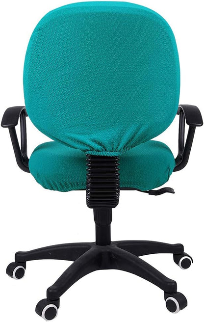 Smiry Office Computer Chair Covers for Desk Rotating Chair Protector | Stretch Jacquard Removable Washable Universal Slipcovers, Seat + Backrest Cover, Peacock Green