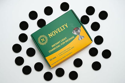 Novelty Quick Light Charcoal Discs – 100 Tablets (33mm) for Incense, Frankincense, Bakhoor & Resin Burners | Fast Lighting, Long Lasting & Clean Burning