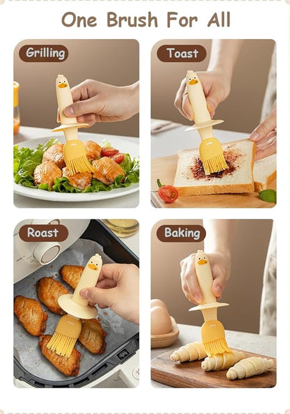 6.8oz Oil Dispenser Bottle with Brush for Kitchen, Basting Bottle, Silicone Basting Brush, for Cooking BBQ Kitchen, Yellow