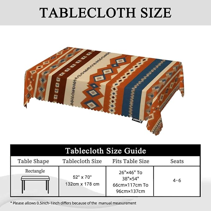 Swono Tribal Patterns Rectangular Tablecloth Vintage Geometric Native Southwestern Style Washable Table Cloth Kitchen Dining Room Table Cover for Party Dinner 50x72 Inch Tablecloths