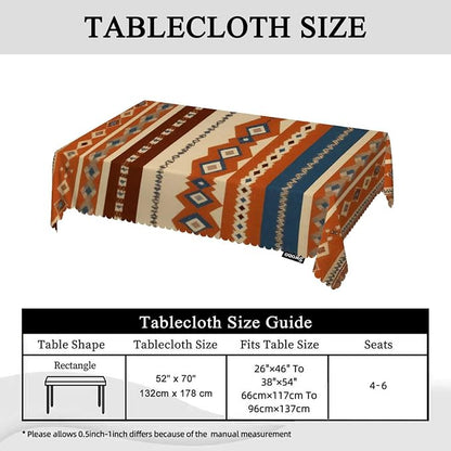 Swono Tribal Patterns Rectangular Tablecloth Vintage Geometric Native Southwestern Style Washable Table Cloth Kitchen Dining Room Table Cover for Party Dinner 50x72 Inch Tablecloths