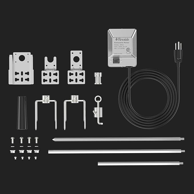 TURBRO Stainless Steel Rotisserie Kit for Gas Grills with A Cookbox up to 39’’ - Includes 4W Electric Motor, 34’’ - 45’’ × 5/16" Square Spit Rod, Meat Forks, Counterweight - for Outdoor BBQ