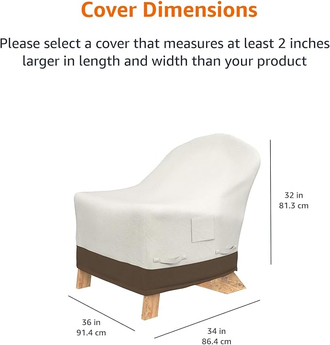 Amazon Basics Outdoor Patio Furniture Cover for Adirondack Chair, Waterproof, Anti-UV, Weather Resistant, All Weather Protection, Beige/Tan (Pack of 8)