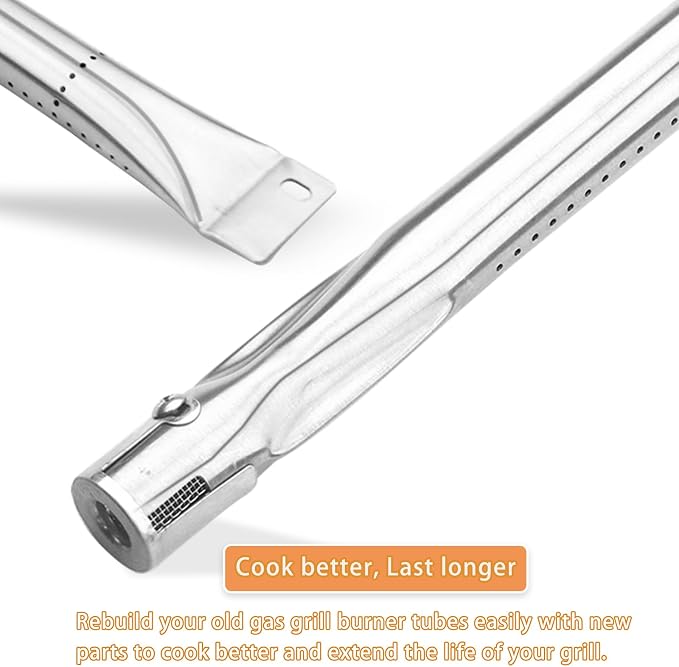 Grill Burner Tube, 4 PC Universal Stainless Steel Pipe Tube BBQ Gas Repair Parts Kits for Brinkmann, Charmglow, Uniflame and Outdoor Gourmet Grill Models, Grill Replacement for CTB3, 15 15/16"
