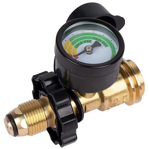 GASPRO Universal Propane Tank Gauge, Fits for 5-100lb Propane Tank Cylinder, Propane Adapter with POL Connection for RV, Camper, Gas Grill, Fire Pit, Propane Heater and More