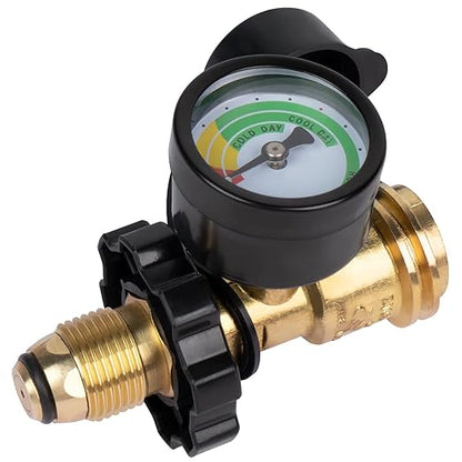 GASPRO Universal Propane Tank Gauge, Fits for 5-100lb Propane Tank Cylinder, Propane Adapter with POL Connection for RV, Camper, Gas Grill, Fire Pit, Propane Heater and More