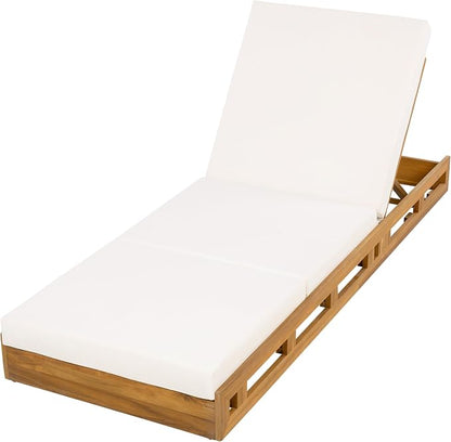 Merax Acacia Wood Chaise Lounge Chair Outdoor Set of 4, Patio Recliner with 4 Position Adjustable Backrest and 4" Thick Triple-fold Cushion